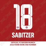 Sabitzer 18 (Official FC Bayern Munich 2021/22 Home Name and Numbering)